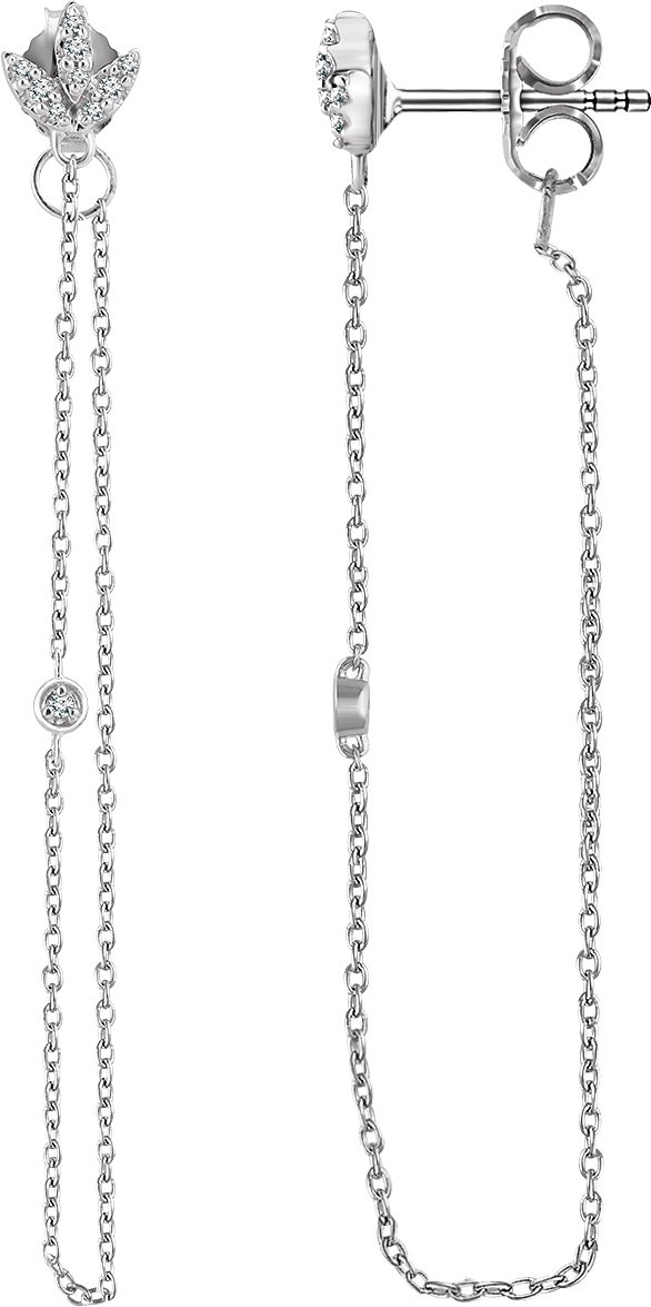 14K White .08 CTW Diamond Chain Earrings