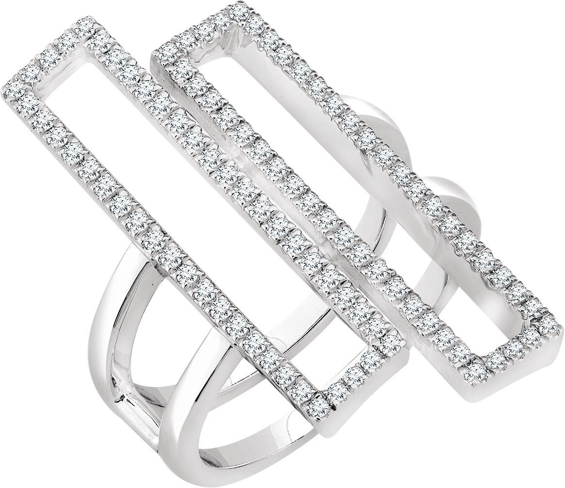 14K White 1/2 CTW Natural Diamond Geometric Ring