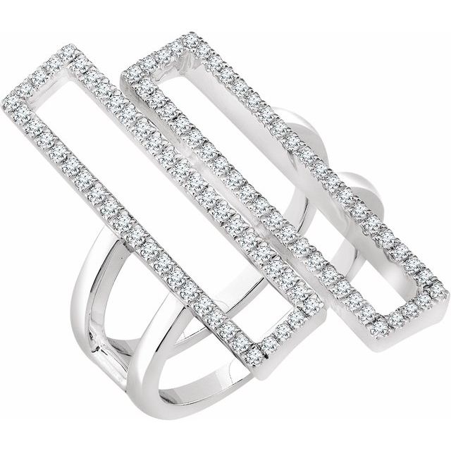 14K White 1/2 CTW Diamond Double Rectangle Geometric Diamond Ring