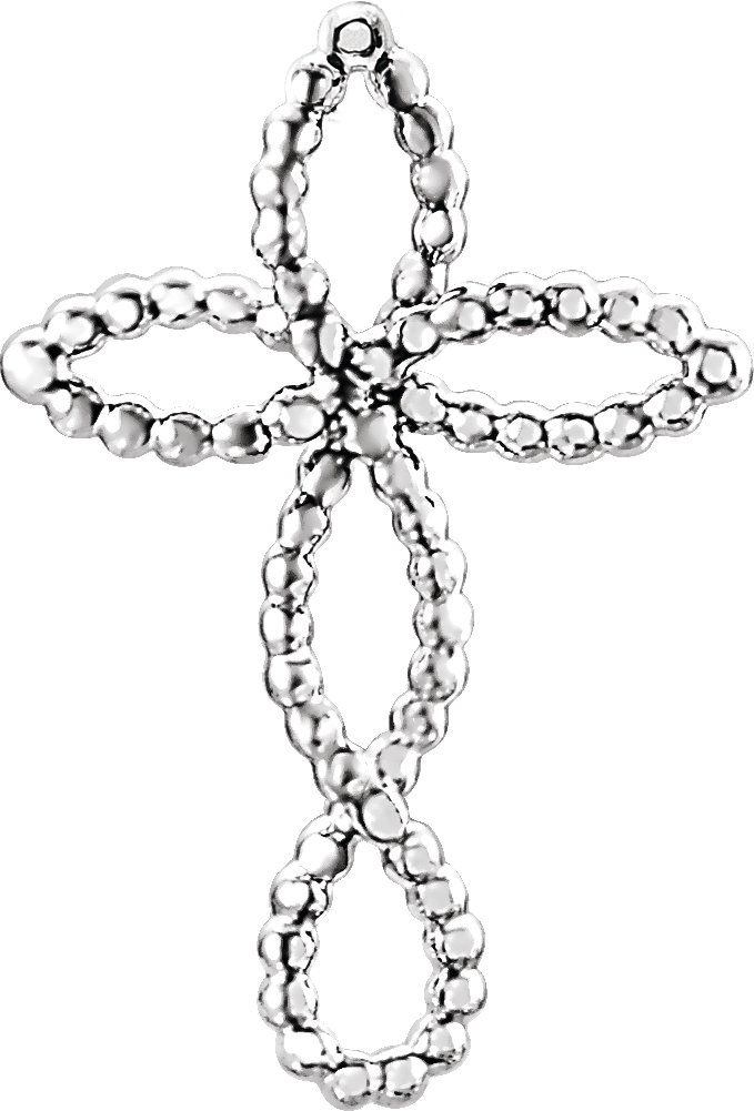 14K White Beaded Cross Pendant Ref. 12894621