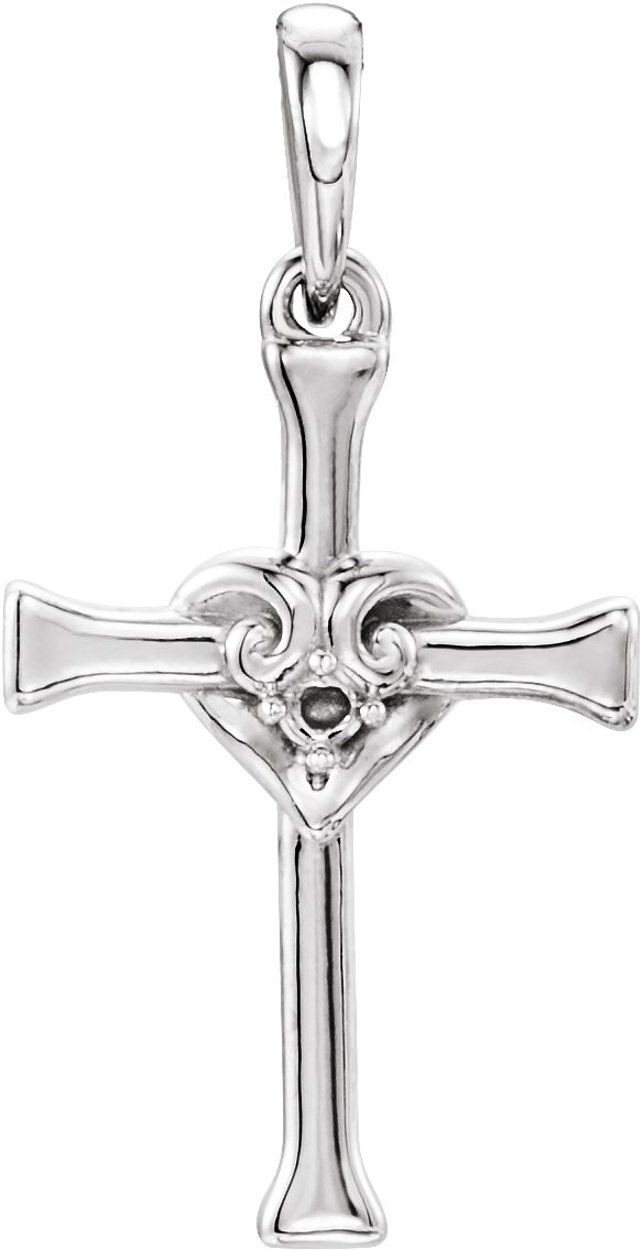 Accented Heart & Cross Pendant