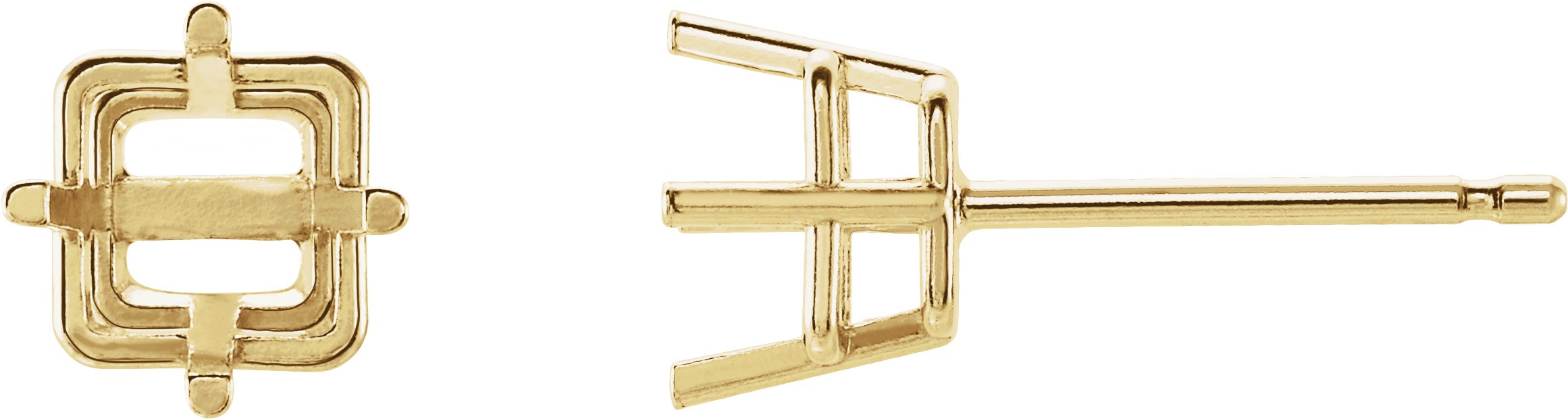 Square 4-Prong Light Stud Earrings