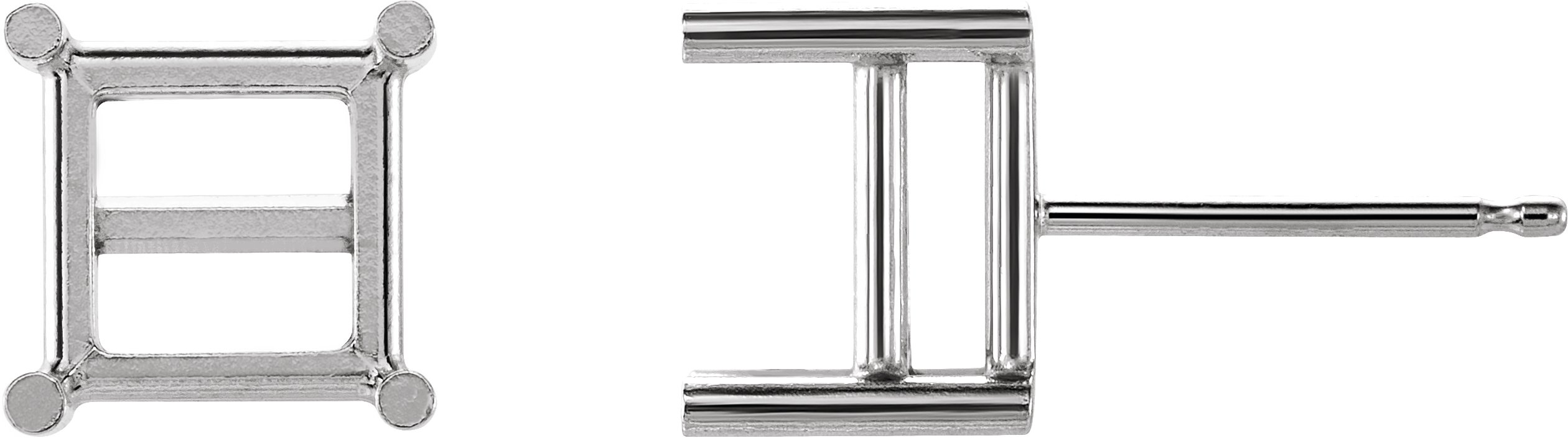 Square 4-Prong Pre-Notched Stud Earrings