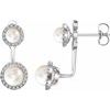 14K White Freshwater Cultured Pearl and .20 CTW Diamond Halo Style Earrings Ref. 12725028