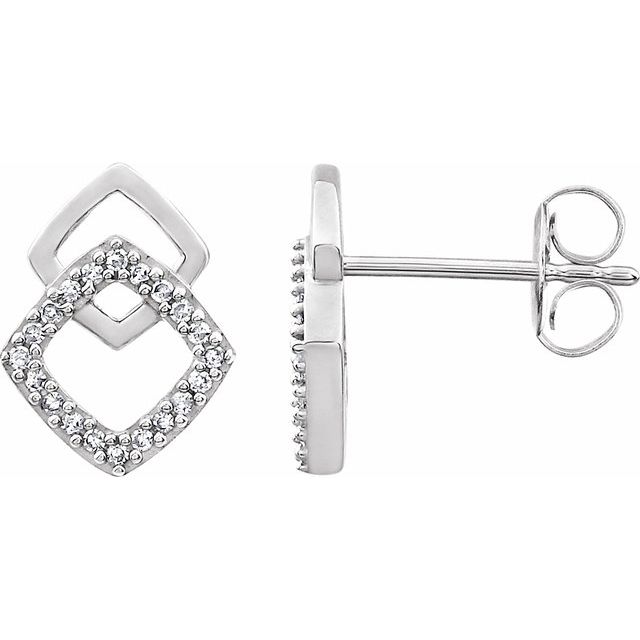 14K White 1/10 CTW Natural Diamond Geometric Earrings 
