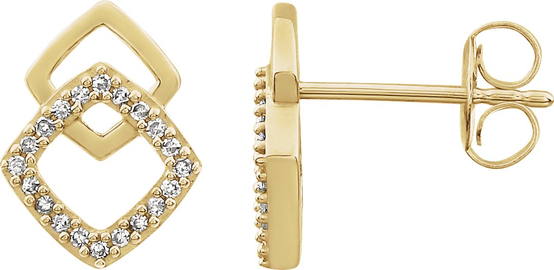 14K Yellow 1/10 CTW Diamond Geometric Earrings