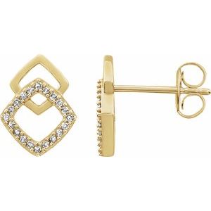 14K Yellow 1/10 CTW Natural Diamond Geometric Earrings 
