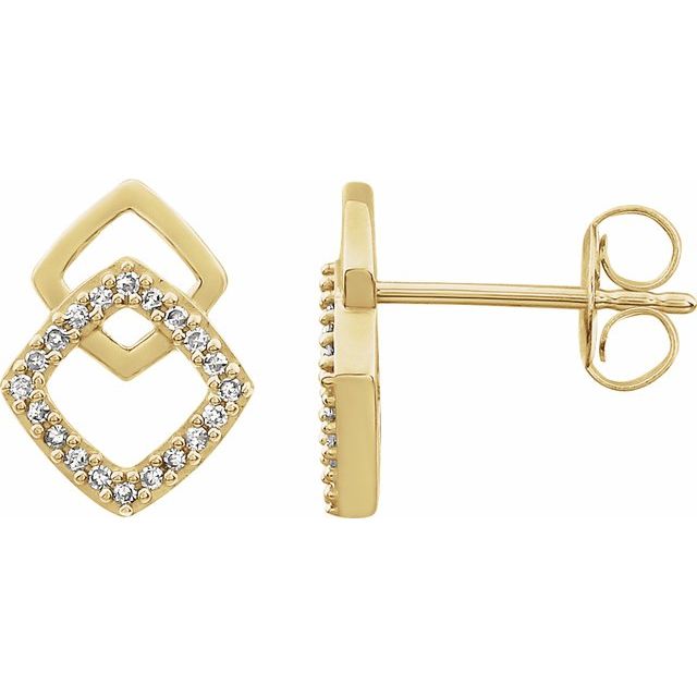 14K Yellow 1/10 CTW Diamond Geometric Earrings