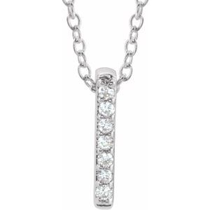 14K White .05 CTW Natural Diamond Bar 16-18" Necklace