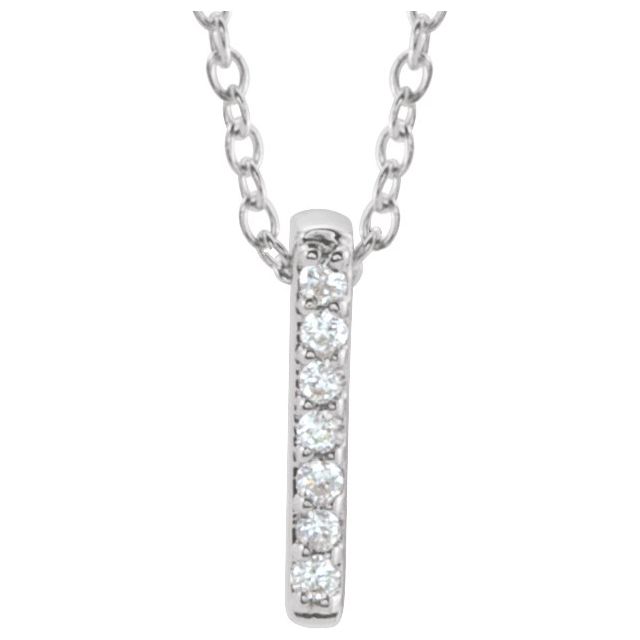 14K White .05 CTW Diamond Bar 16-18" Necklace 