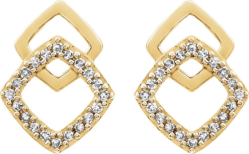 14K Yellow 1/10 CTW Diamond Geometric Earrings