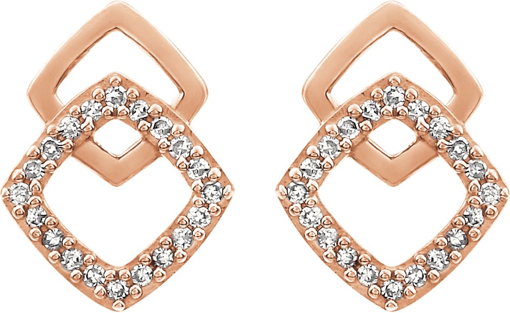 14K Rose 1/10 CTW Diamond Geometric Earrings