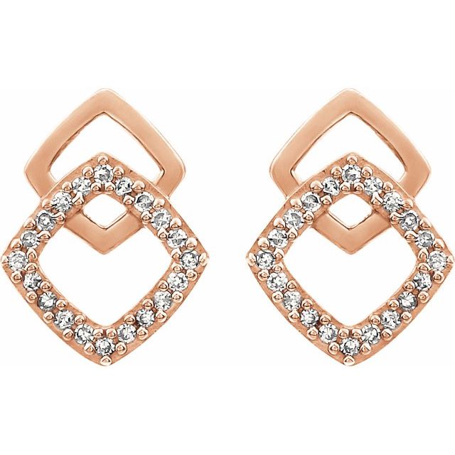 14K Rose 1/10 CTW Natural Diamond Geometric Earrings 