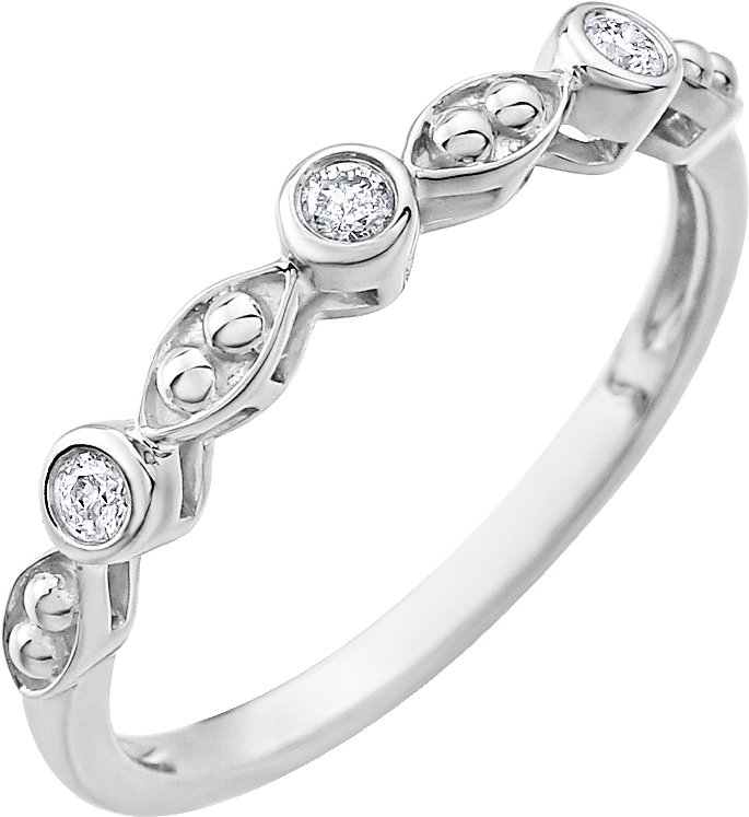 14K White .08 CTW Beaded Diamond Ring