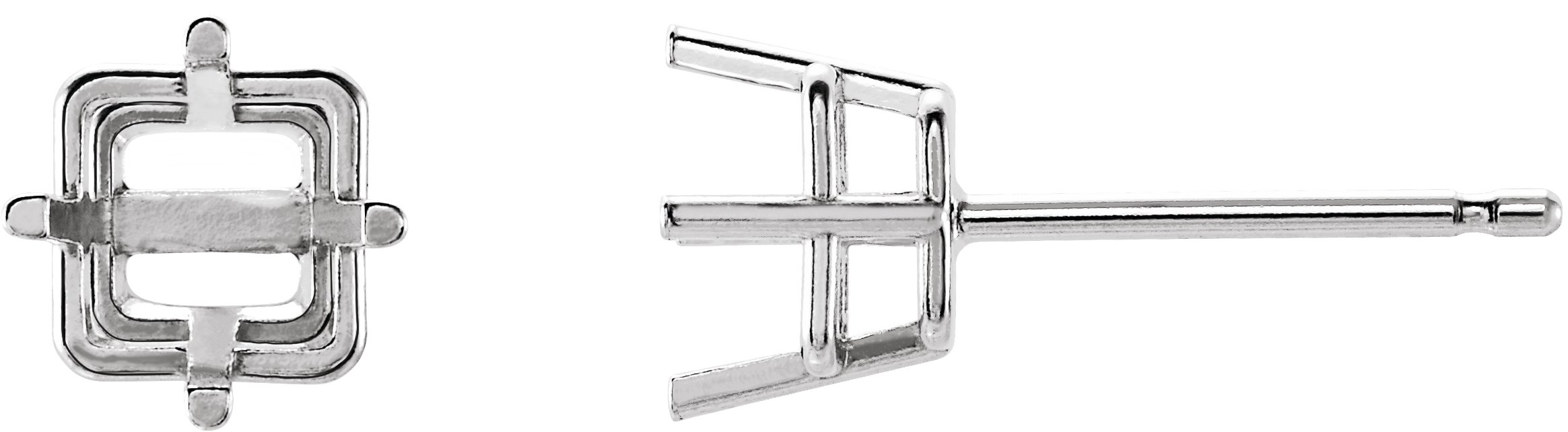 Square 4-Prong Light Stud Earrings