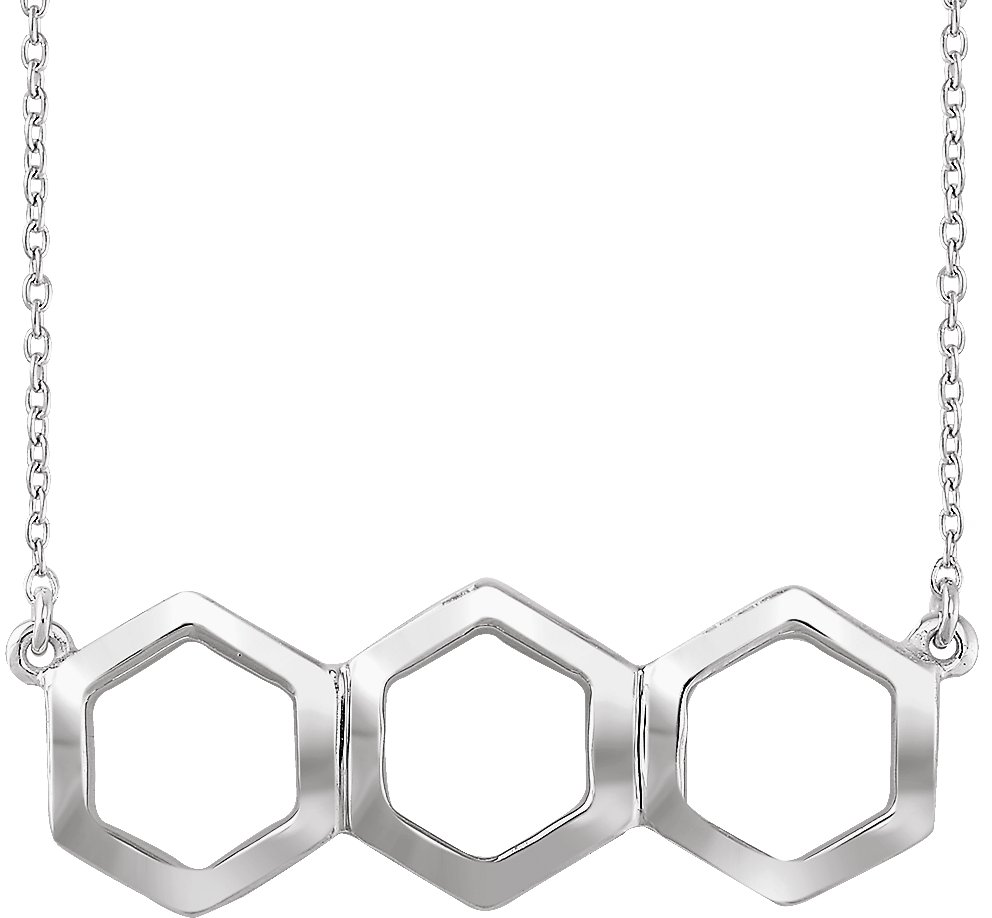 14K White Geometric 16-18" Necklace 