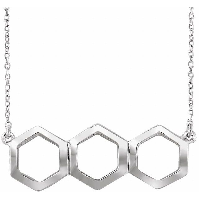 14K White Geometric 16-18" Necklace 