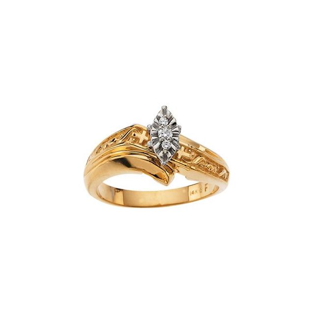 14K Yellow .05 CTW Natural Diamond Cross Engagement Ring