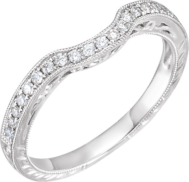 14K White 1/10 CTW Natural Diamond Filigree Band