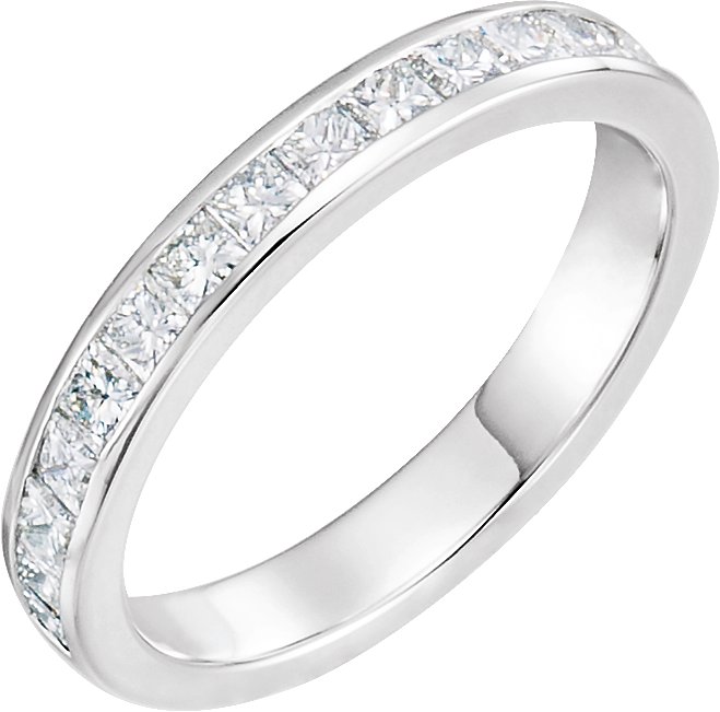 14K White 2 mm Square 7/8 CTW Natural Diamond Channel-Set Band