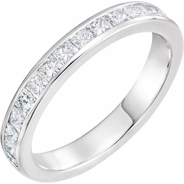 14K White 2 mm Square 7/8 CTW Natural Diamond Channel-Set Band 