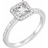 14K White 5x5 mm Square 1/6 CTW Natural Diamond Semi-Set Engagement Ring 