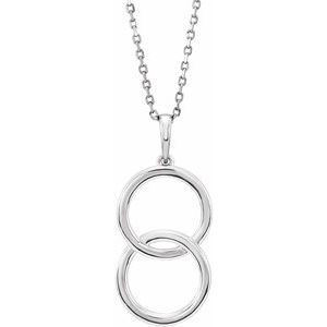 14K White Interlocking Circle 18" Necklace 
