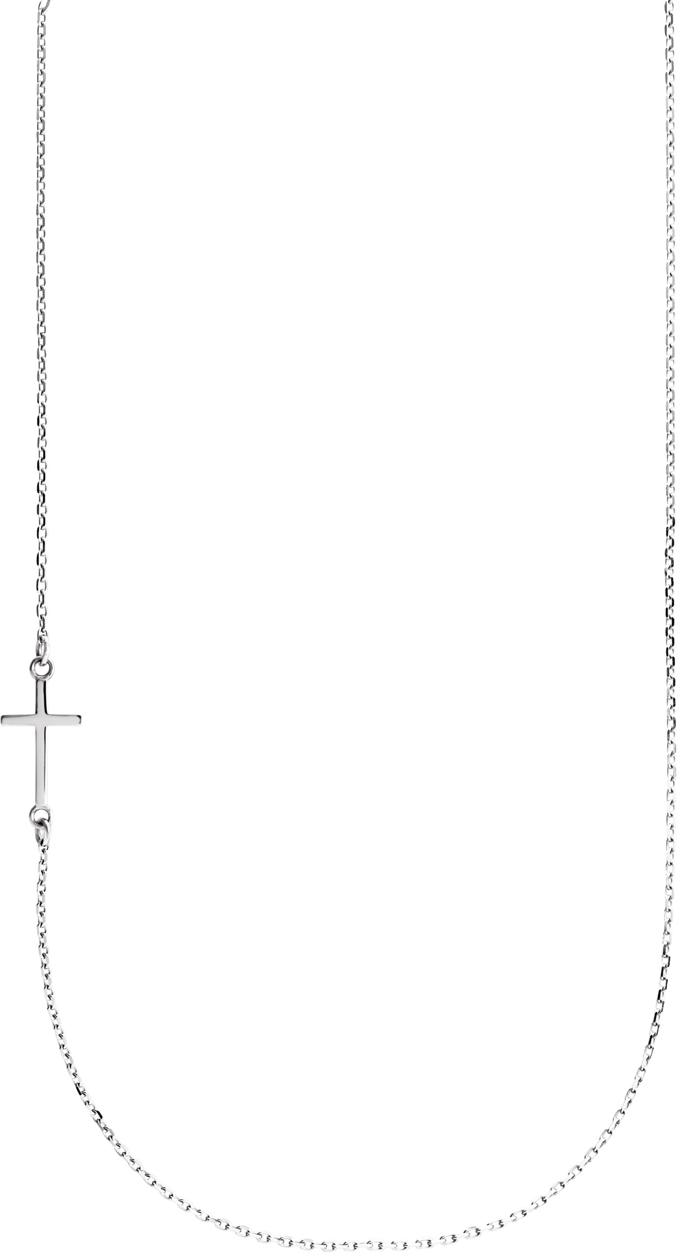 14K White Off Center Sideways Cross 16 inch Necklace Ref. 12840245