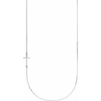 14K White Off Center Sideways Cross 16 inch Necklace Ref. 12840245