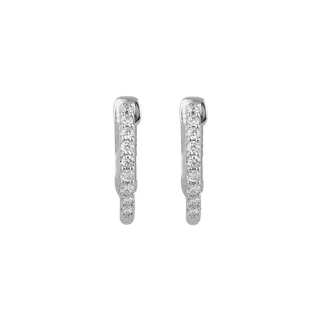 Sterling Silver 14.5 mm Imitation White Cubic Zirconia Inside-Outside Hinged Hoop Earrings