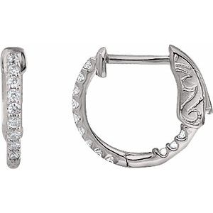 Platinum 1/4 CTW Natural Diamond Inside-Outside 14.5 mm Hinged Hoop Earrings