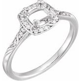 10K White 5 mm Square 1/10 CTW Diamond Semi-Set Sculptural-Inspired Engagement Ring