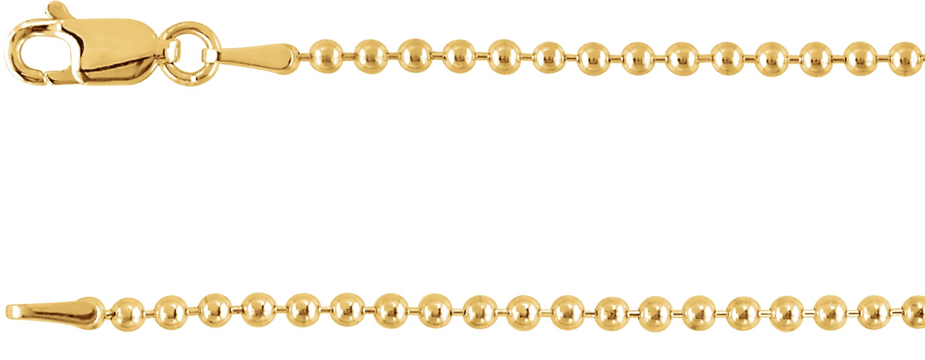 14K Yellow 2 mm Hollow Bead 20" Chain