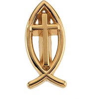 10K Yellow 17x8 mm Ichthus with Cross Lapel Pin