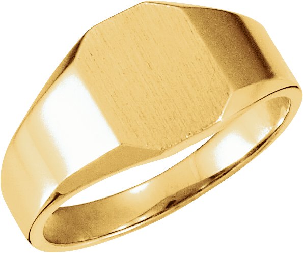 10K Yellow 12x10 mm Octagon Signet Ring 
