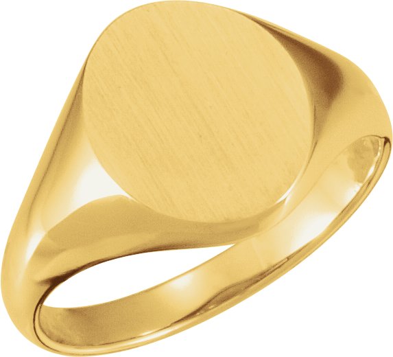 14K Yellow 11x9.5 mm Oval Signet Ring