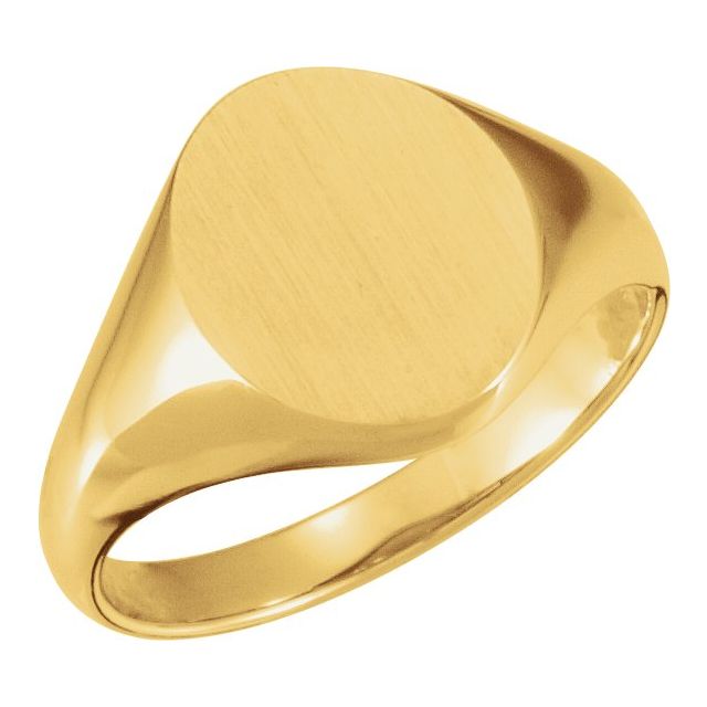 14K Yellow 11x9.5 mm Oval Signet Ring