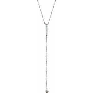 14K White 1/8 CTW Natural Diamond Bar 16-18" Necklace