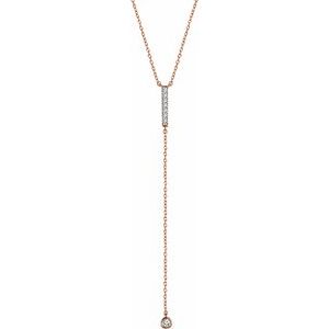 14K Rose 1/8 CTW Natural Diamond Bar 16-18" Necklace