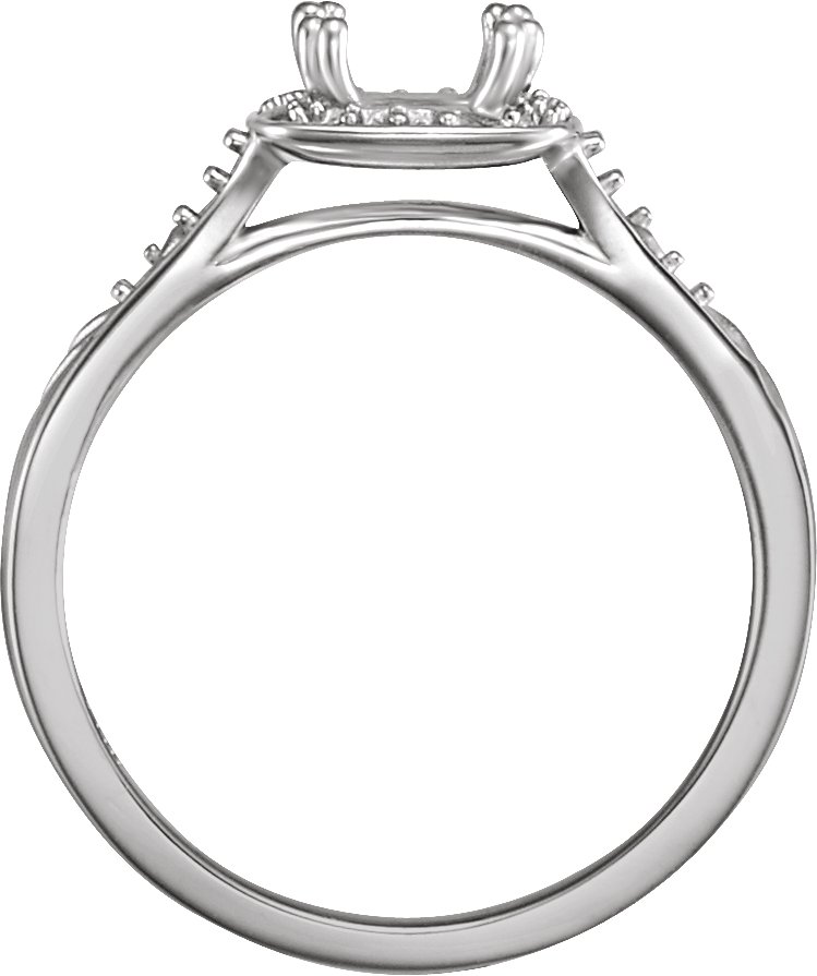 Sterling Silver 5 mm Square Sculptural Halo-Style Engagement Ring Mounting
