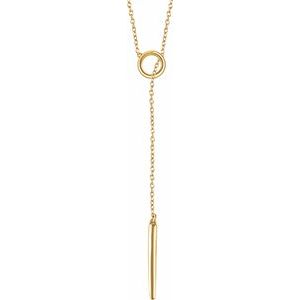 14K Yellow Circle and Bar 18" Y Necklace