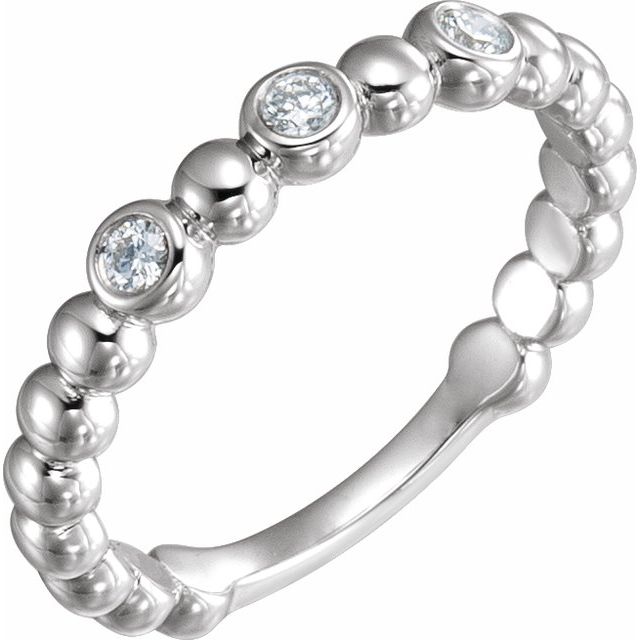 14K White 1/8 CTW Diamond Beaded Ring