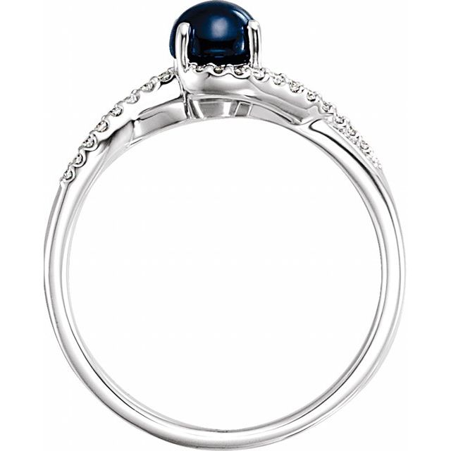 14K White Natural Blue Sapphire & .07 CTW Natural Diamond Ring