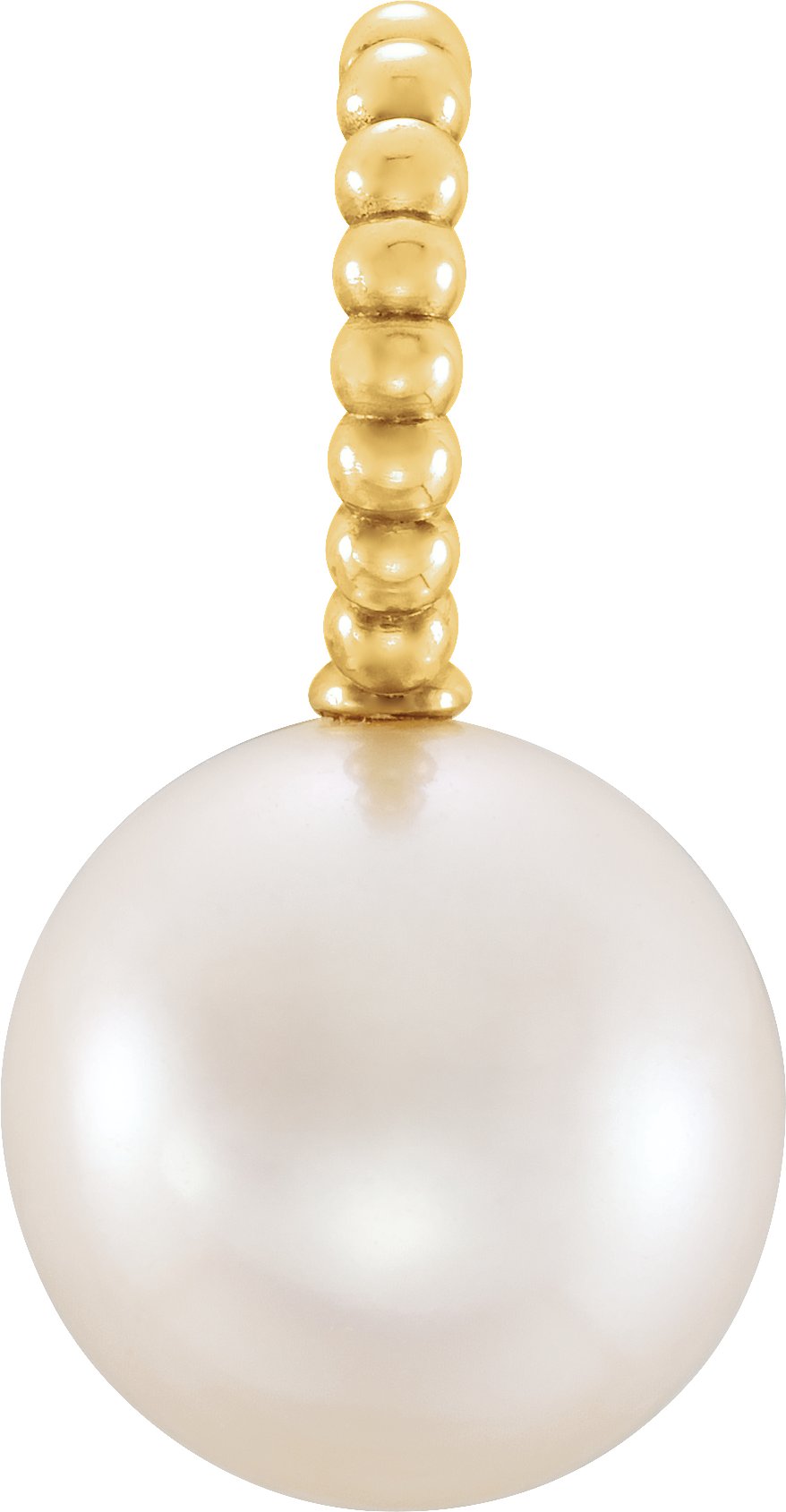 14K Yellow Cultured White Freshwater Pearl Beaded Pendant