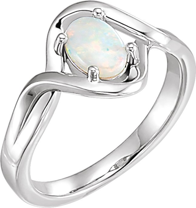Sterling Silver Natural Opal Cabochon Ring