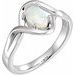 14K White Natural Opal Cabochon Ring