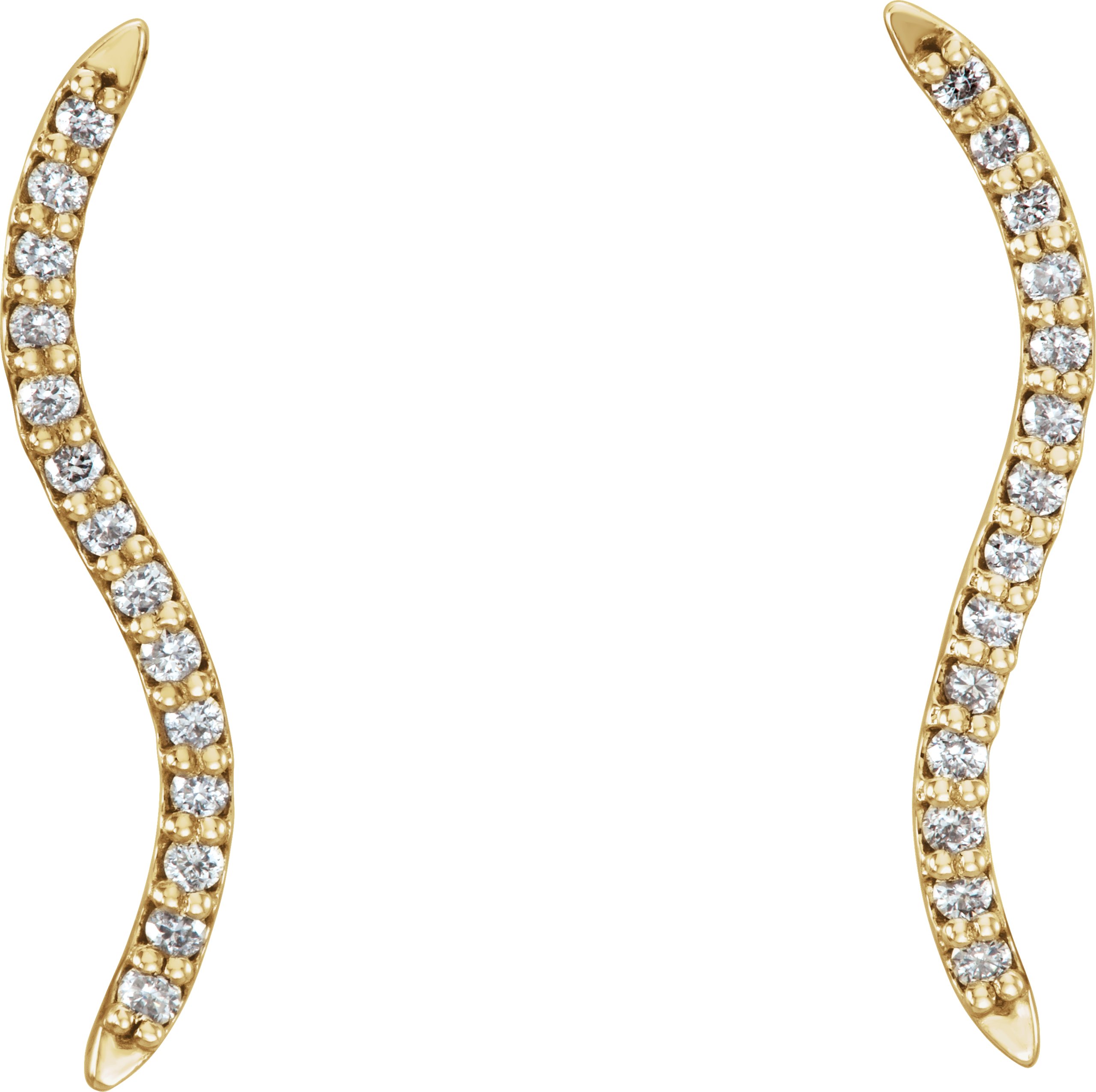 14K Yellow 1/6 CTW Diamond Ear Climbers