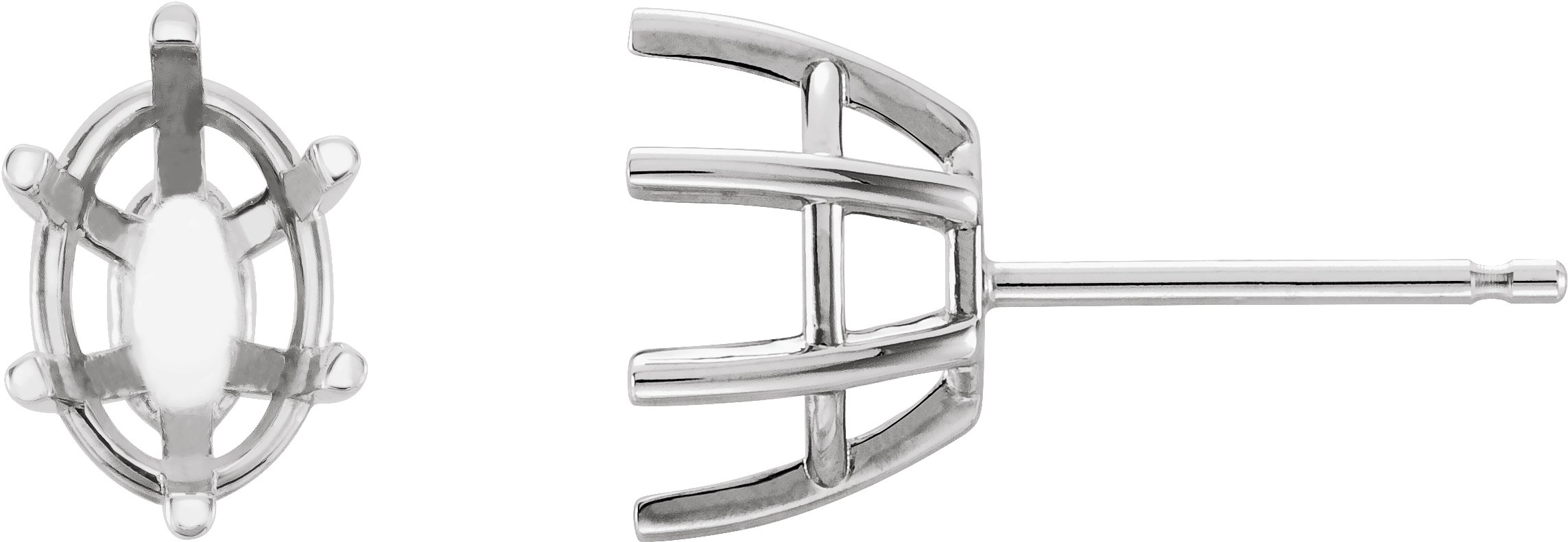 Oval 6-Prong Stud Earrings
