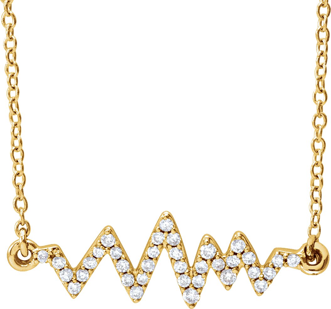 14K Yellow 1/6 CTW Natural Diamond Heartbeat 16-18" Necklace