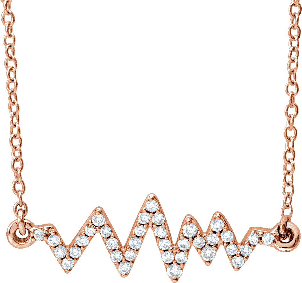 14K Rose 1/6 CTW Diamond Heartbeat 16-18 Necklace